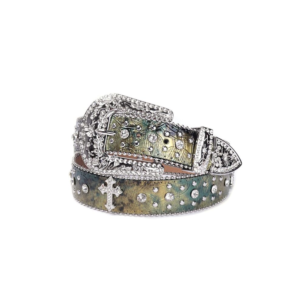 2717 Rhinestone Belt For Men & Women, Western Cowboy Cowgirl With Bling